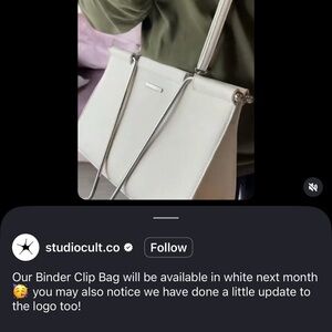 Limited Release StudioCult white Binder Clip bag!